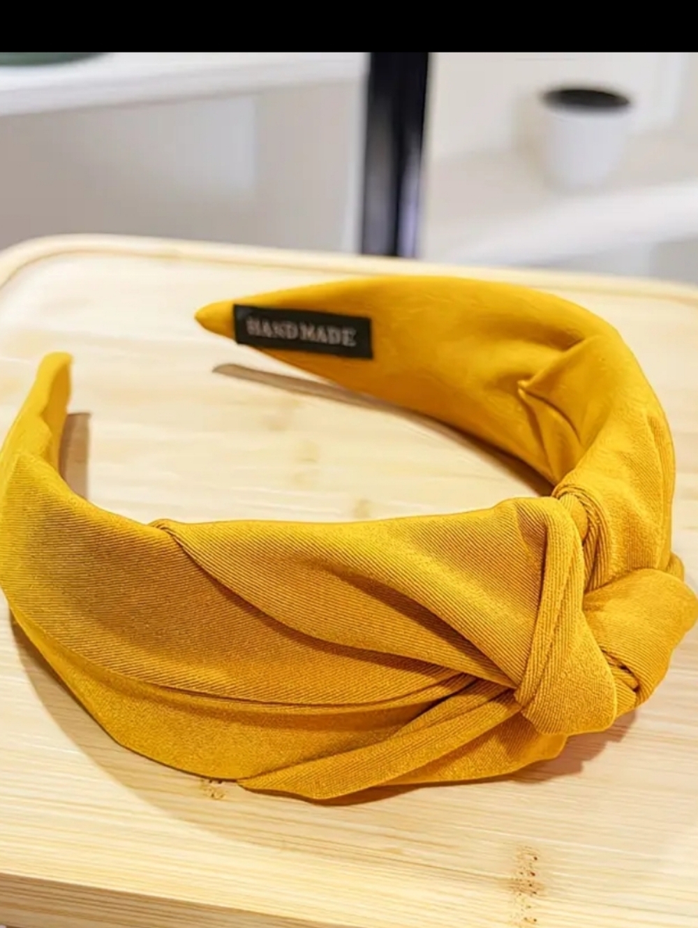 Hand Made Dark Yellow Wide Knot Headband